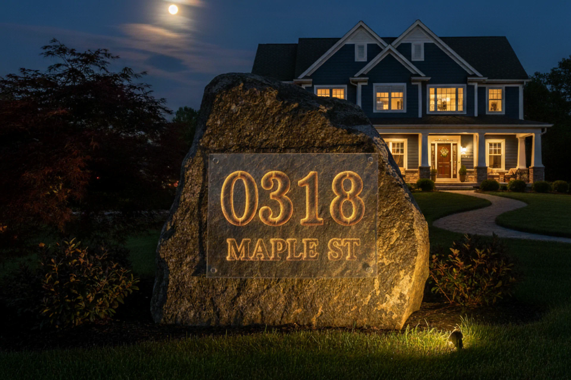 Illuminated Address Boulders