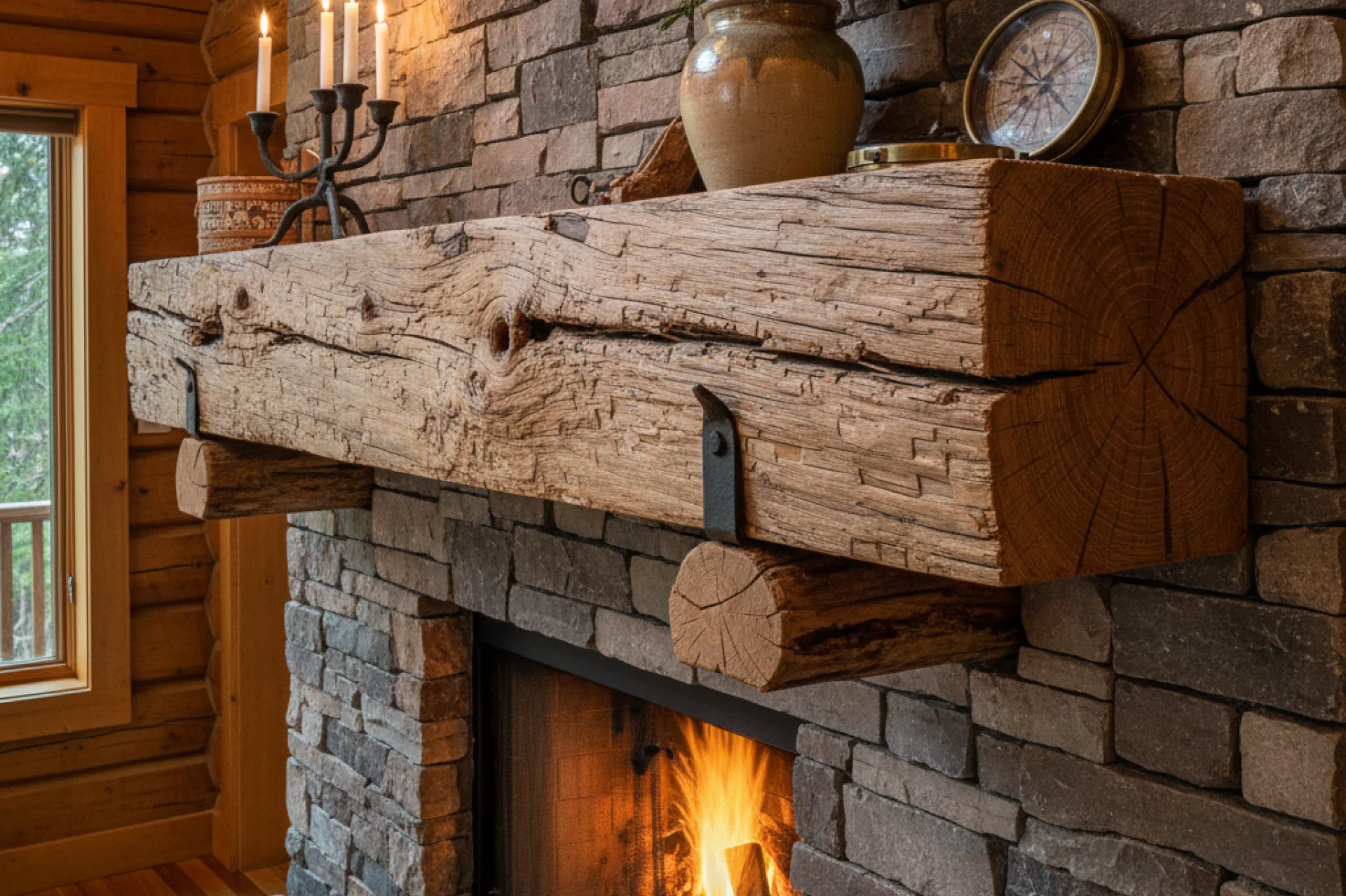 Rough Hewn Fireplace Mantels (1)