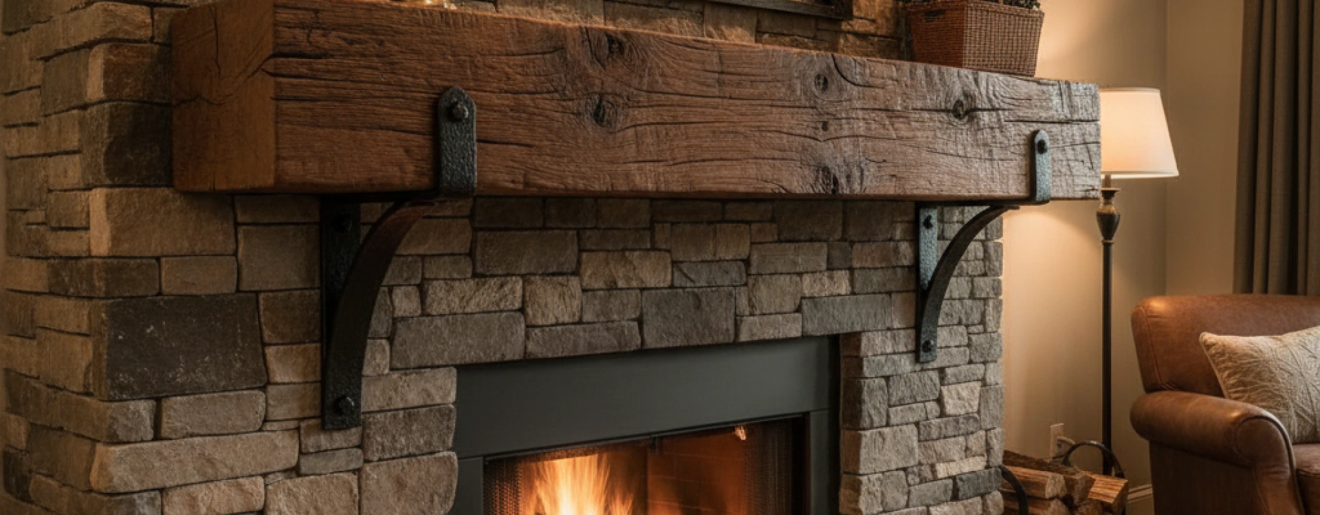 Rough Hewn Fireplace Mantels (2)